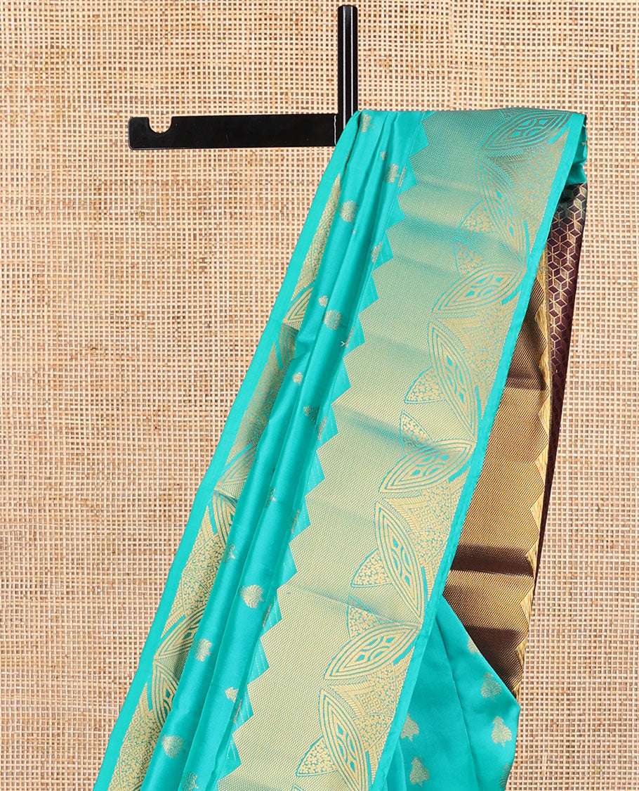 Light blue buttas vasundhara elite silk saree with self zari design border & geometric design pallu