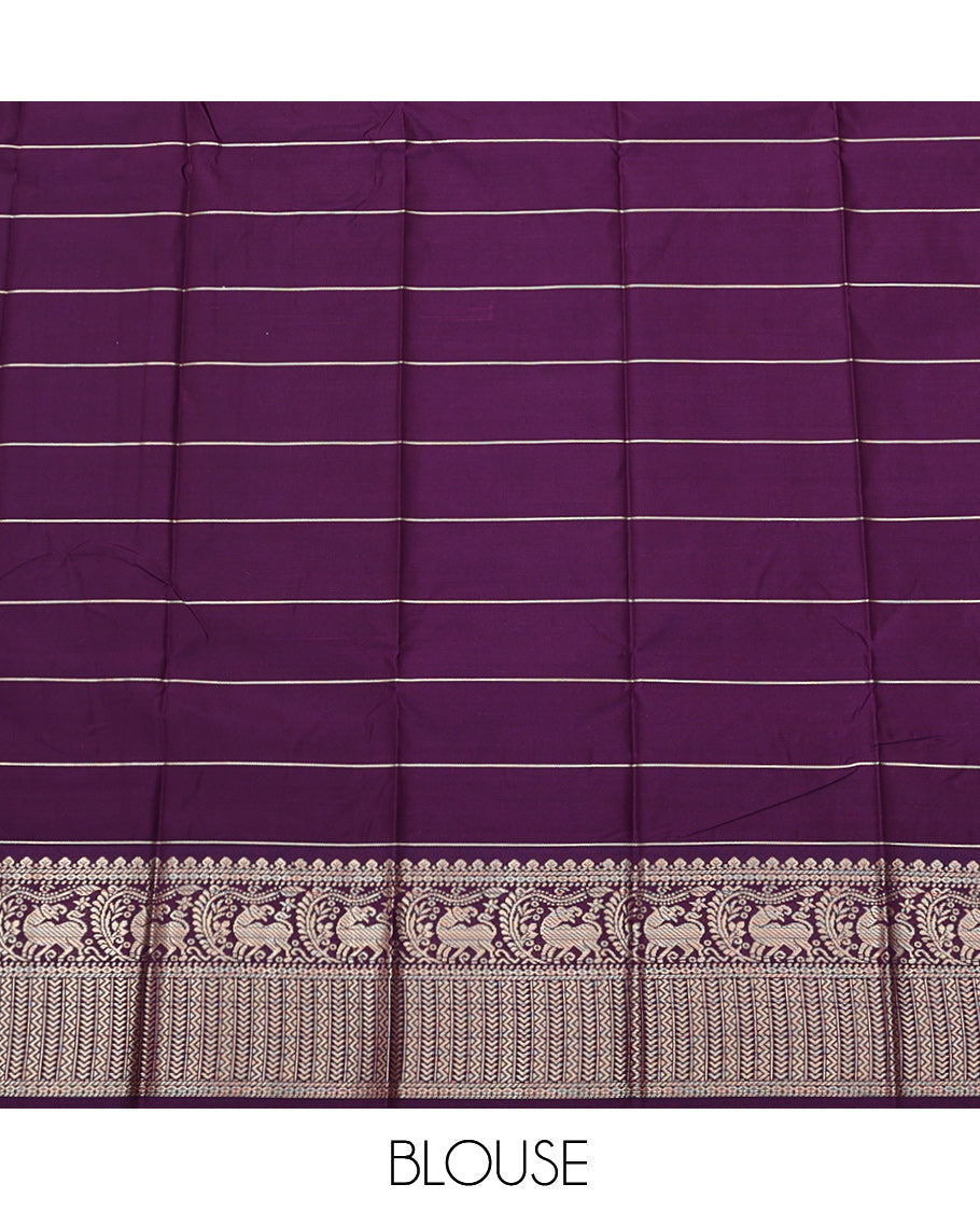 Orange Budget Silk Saree, Finely Crafted with Peacock-Chakram Butta Enclosed Checks, Contrast Traditional Zari Border, Grand Pallu, and a Contrast Blouse