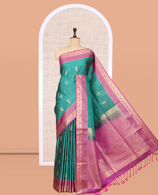Green Zari Butta Traditional Budget Silk Saree