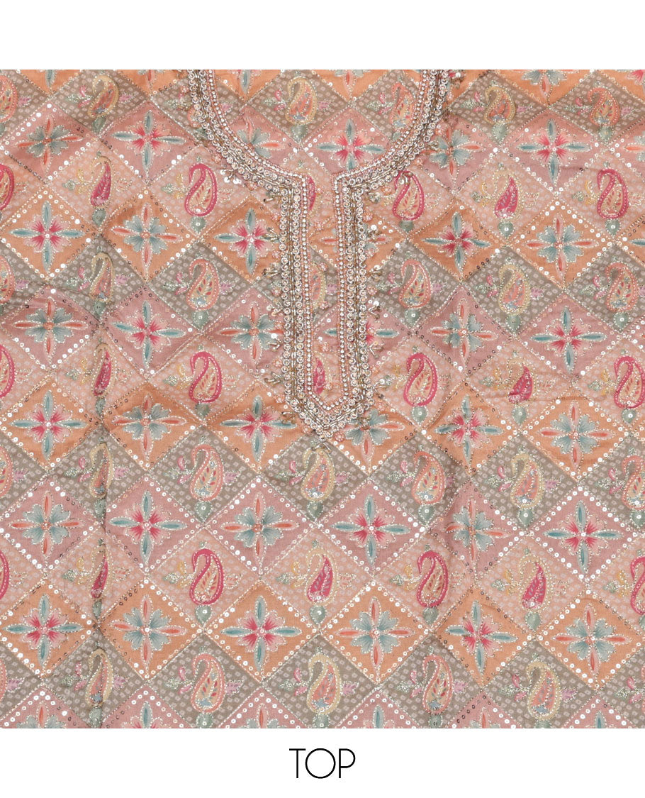 Orange Organza Material Chudidar Set