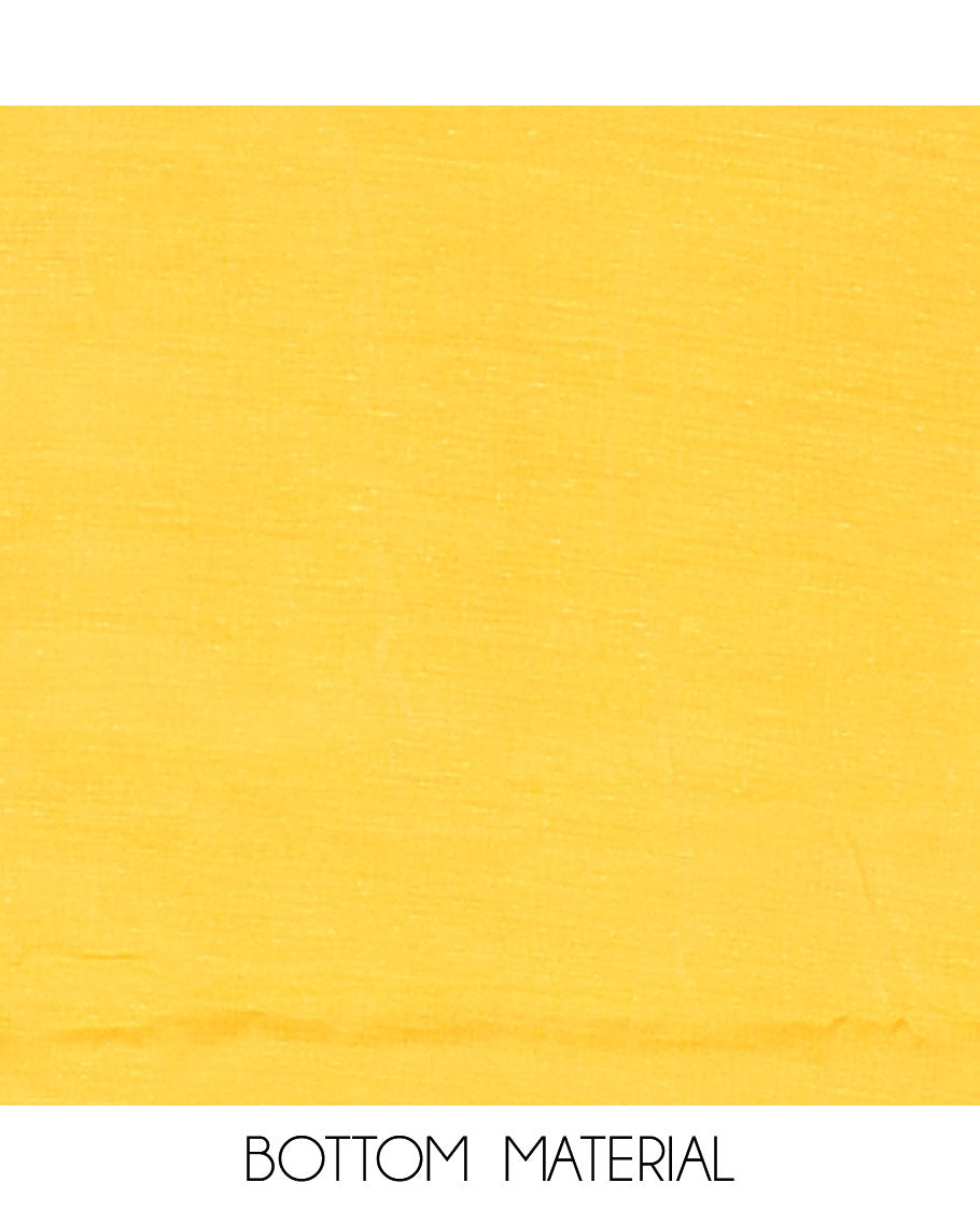 Yellow Semi Silk Material Churidar Set, Subtly Made Plain Top, a Plain Santoon Bottom, and Is Paired with a Dual-Colored Bandhani Motifs Semi Silk Dupatta