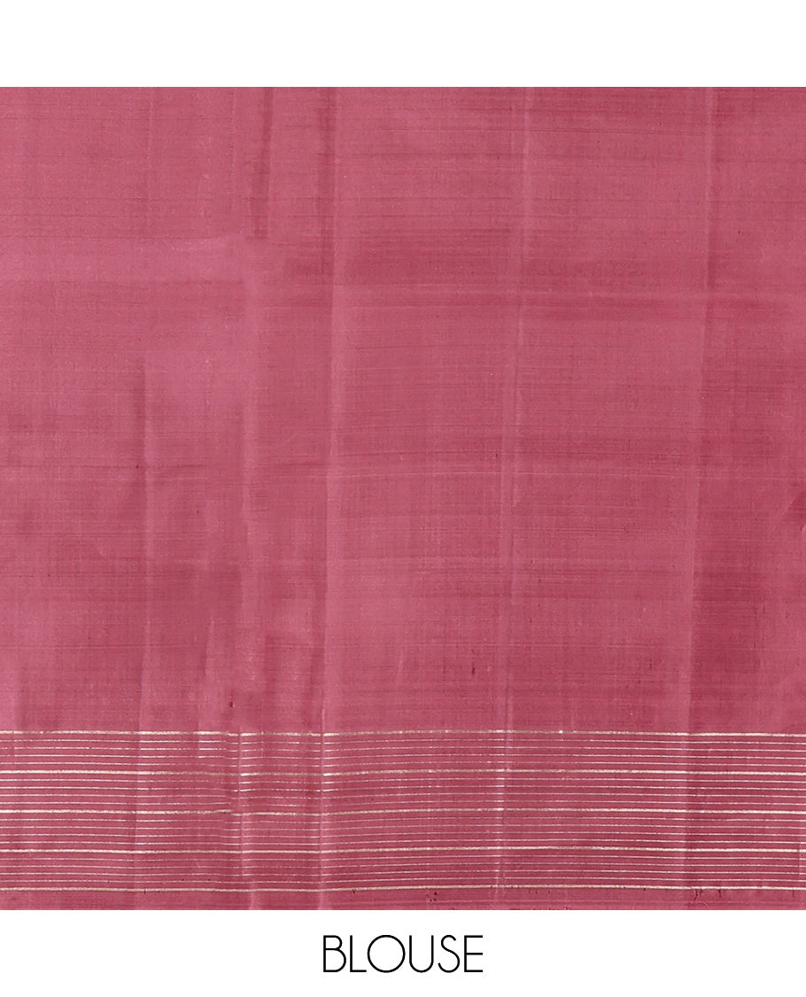 Rosewood Pink Mayuri Soft Silk Saree, Entralled with Zari Buttas and Stripes All Over Its Body, Highlighted by Zari Striped Border, Intricately Designed Pallu and Paired with a Matching Blouse