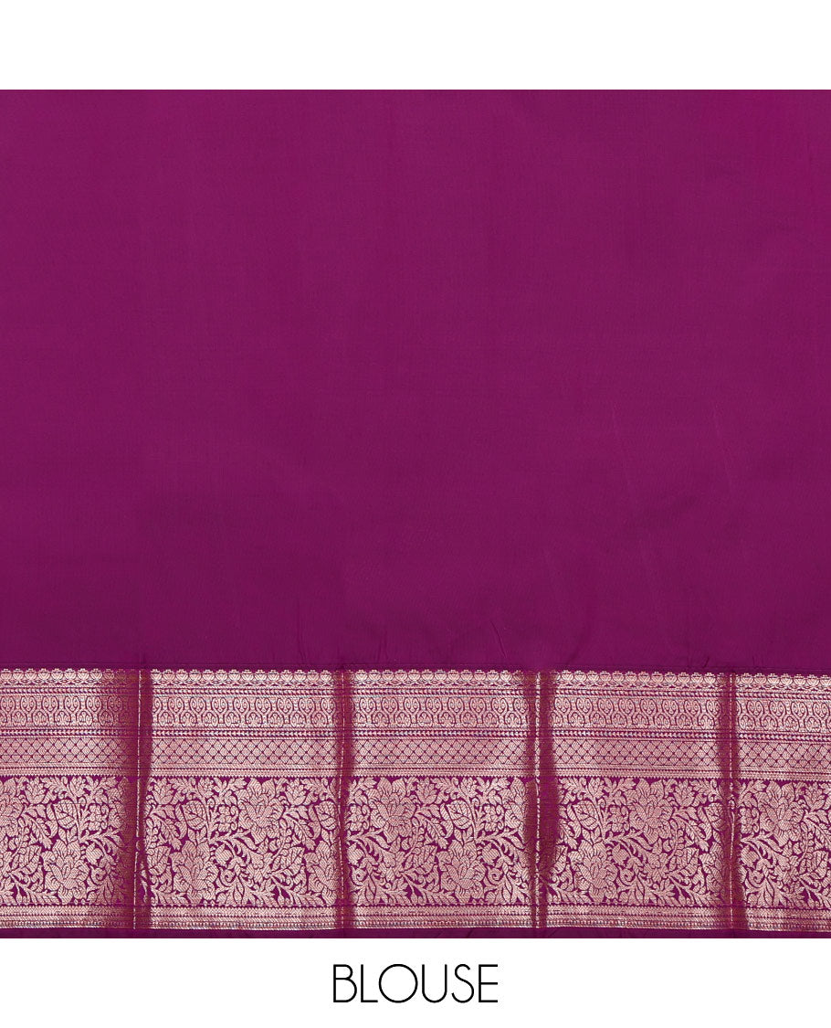 Blue Budget Silk Saree, Detailed with Zari Buttas All Over Its Body, Complemented by a Contrast Traditional Zari Design Border, Intricately Designed Pallu, and Paired with a Contrast Blouse