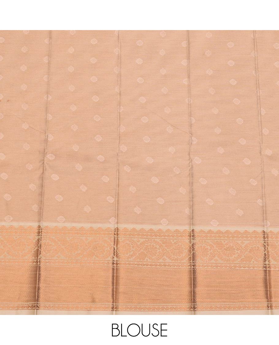 Blue Budget Silk Saree, Enlivened with Zari Buttas and Stripes on Its Body, Complemented by a Contrast Traditional Zari Design Border, a Grand Pallu of Jaal Designs, and Paired with a Contrast Blouse