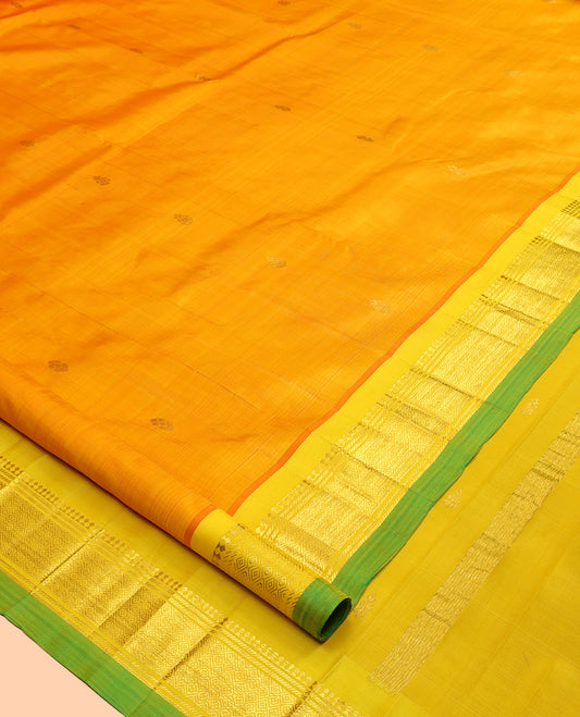 Orange Contrast One Side Border Kanchipuram Silk Saree