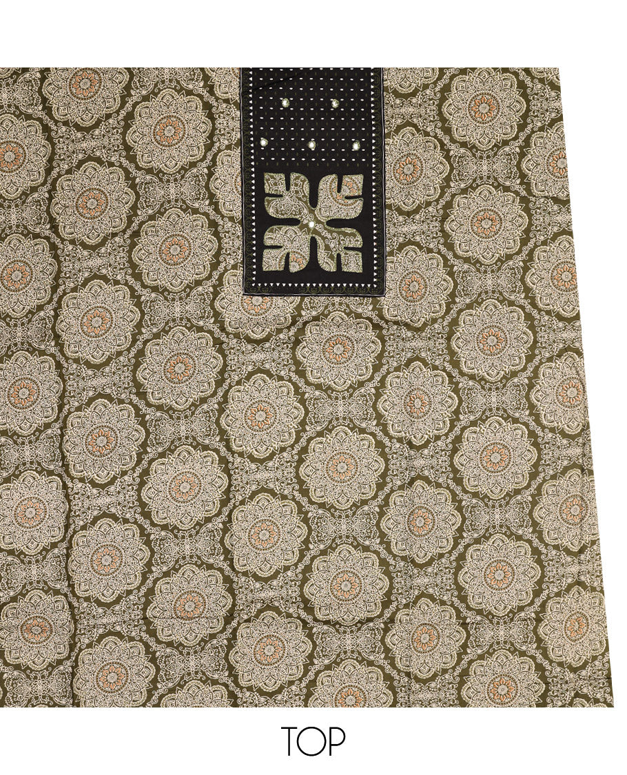 Green Material Chudidar Set, Decked Up with Intricately Printed and Neck Work on Cotton Top, a Contrast Plain Cotton Bottom, and Paired with a Warli-Printed Cotton Dupatta