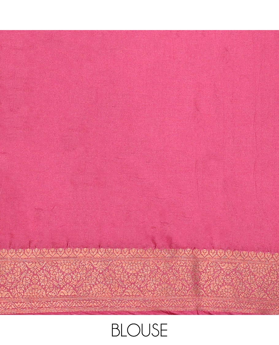 Red motifs semi- banaras tussar saree with self zari border & intricate zari jaal design pallu
