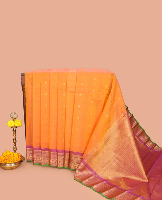 Orange Gadwal Silk Mix Saree