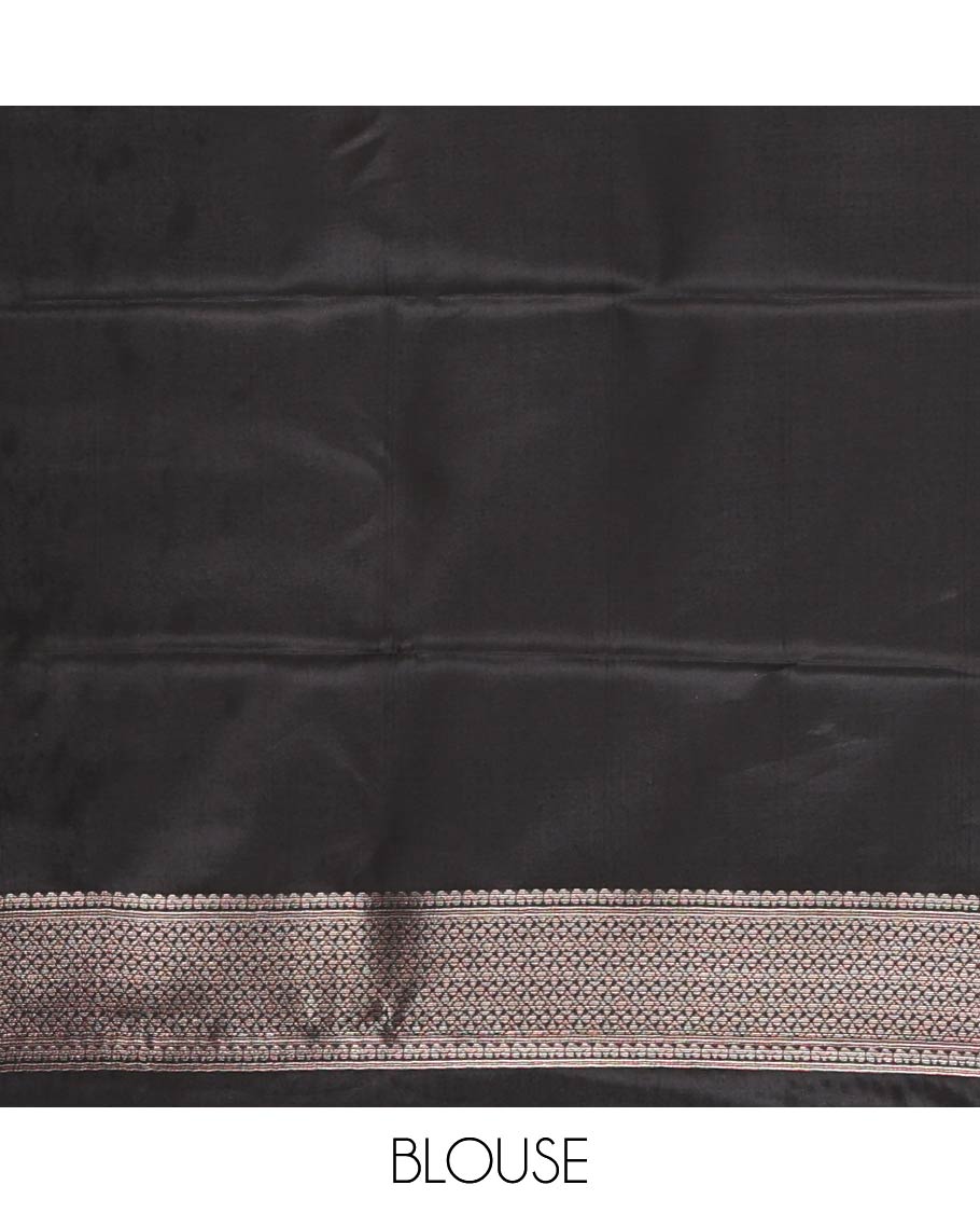 Baby pink zari checked & floral buttas kanchi silk saree,contrast satin border of floral zari motifs,intrictae pallu & contrast plain blouse
