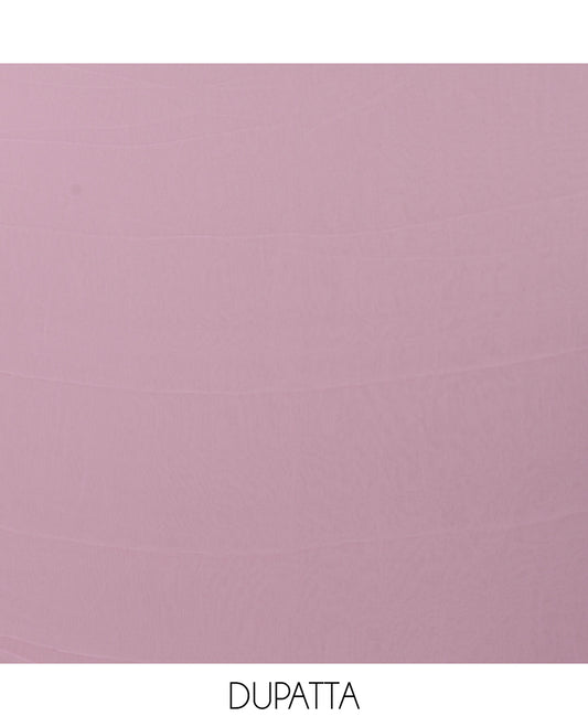 Pink chudidar material set,Lucknowi Chikankari embroidered & neckwork georgette top,crepe plain bottom, & chiffon plain dupatta