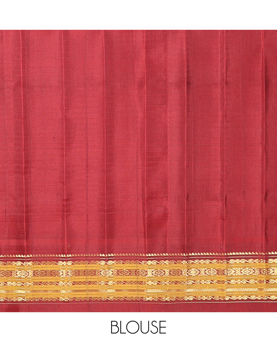 Light Sandal Checked Gadwal Silk Saree