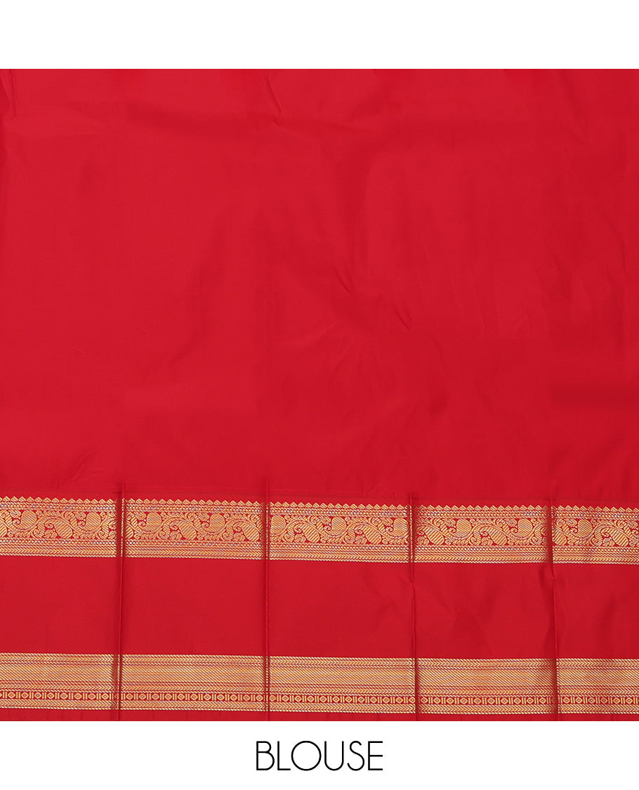 Light Sandal Budget Silk Saree, Crafted with Zari Buttas, a Contrast Traditional Zari Rettai Pettu Border, Grand Pallu, and a Contrast Blouse