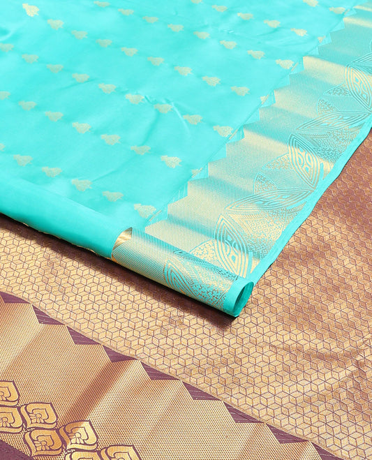 Light blue buttas vasundhara elite silk saree with self zari design border & geometric design pallu