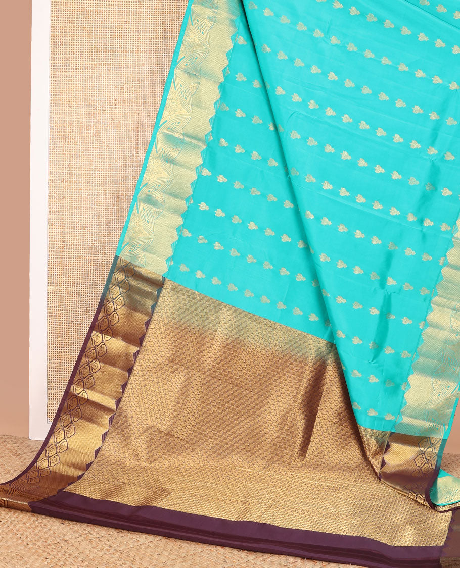 Light blue buttas vasundhara elite silk saree with self zari design border & geometric design pallu