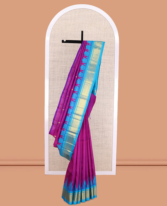 Purple Zari Butta Kanchipuram Silk Saree