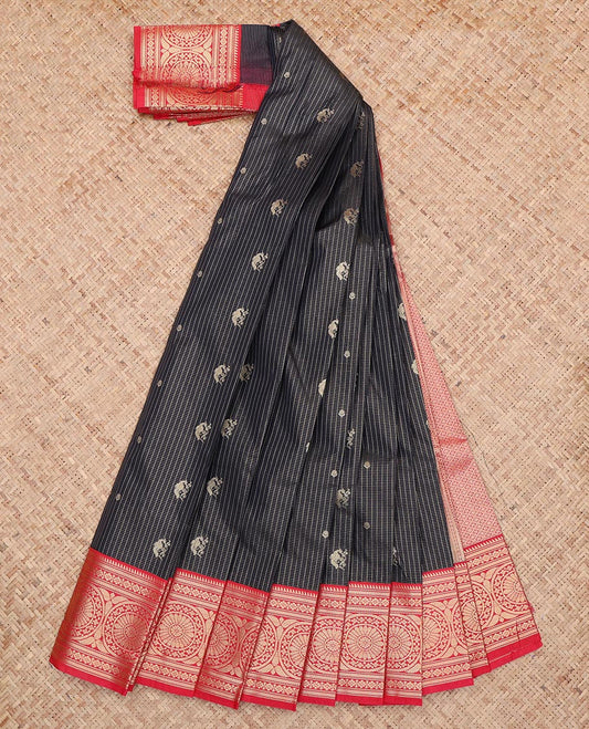 Black Contrast Checks Budget Silk Saree