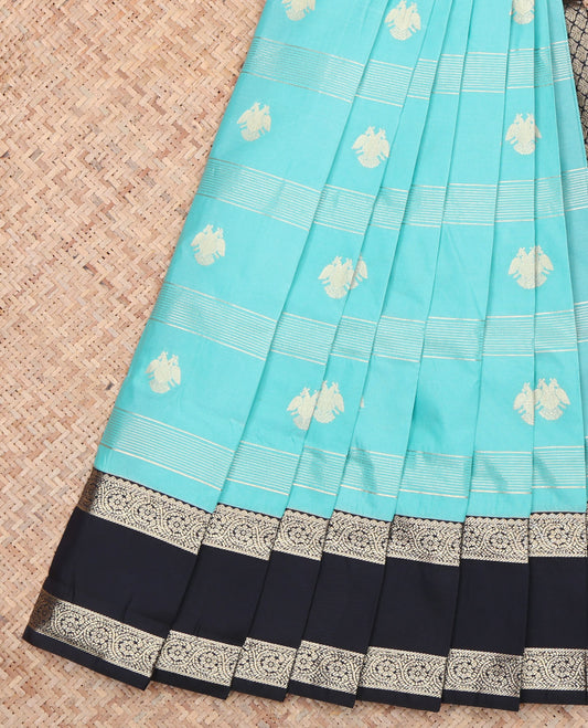 Blue Floral Creeper Budget Silk Saree