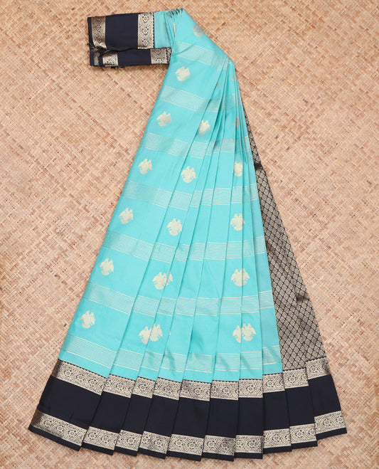 Blue Floral Creeper Budget Silk Saree