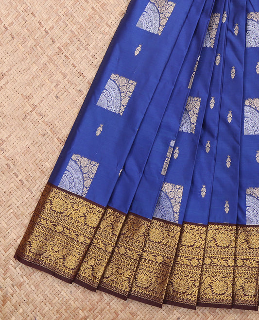 Blue Floral Design Budget Silk Saree
