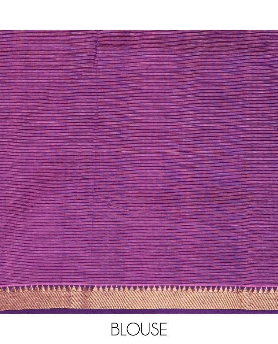 Pink striped vankatagiri cotton saree with contrast zari design border & pallu of stripes