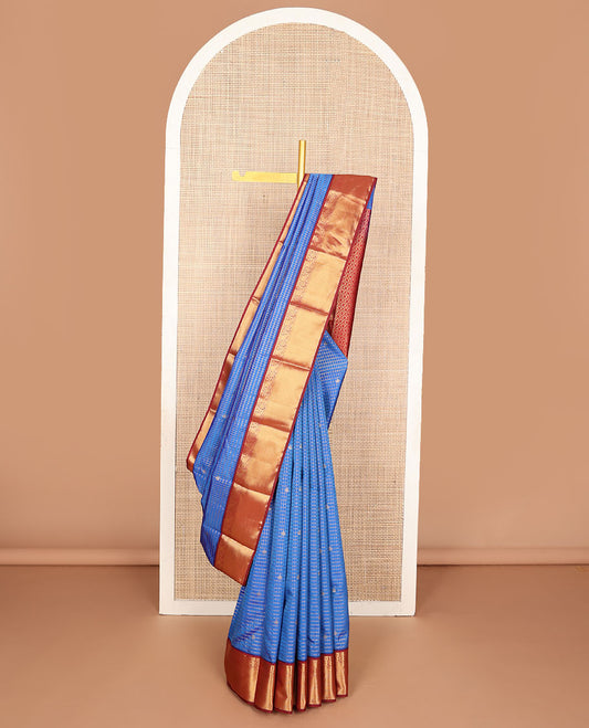 Blue zari design vasundhara silk mix saree, contrast border of kili,kodi visiry & kathir designs & jaal design pallu