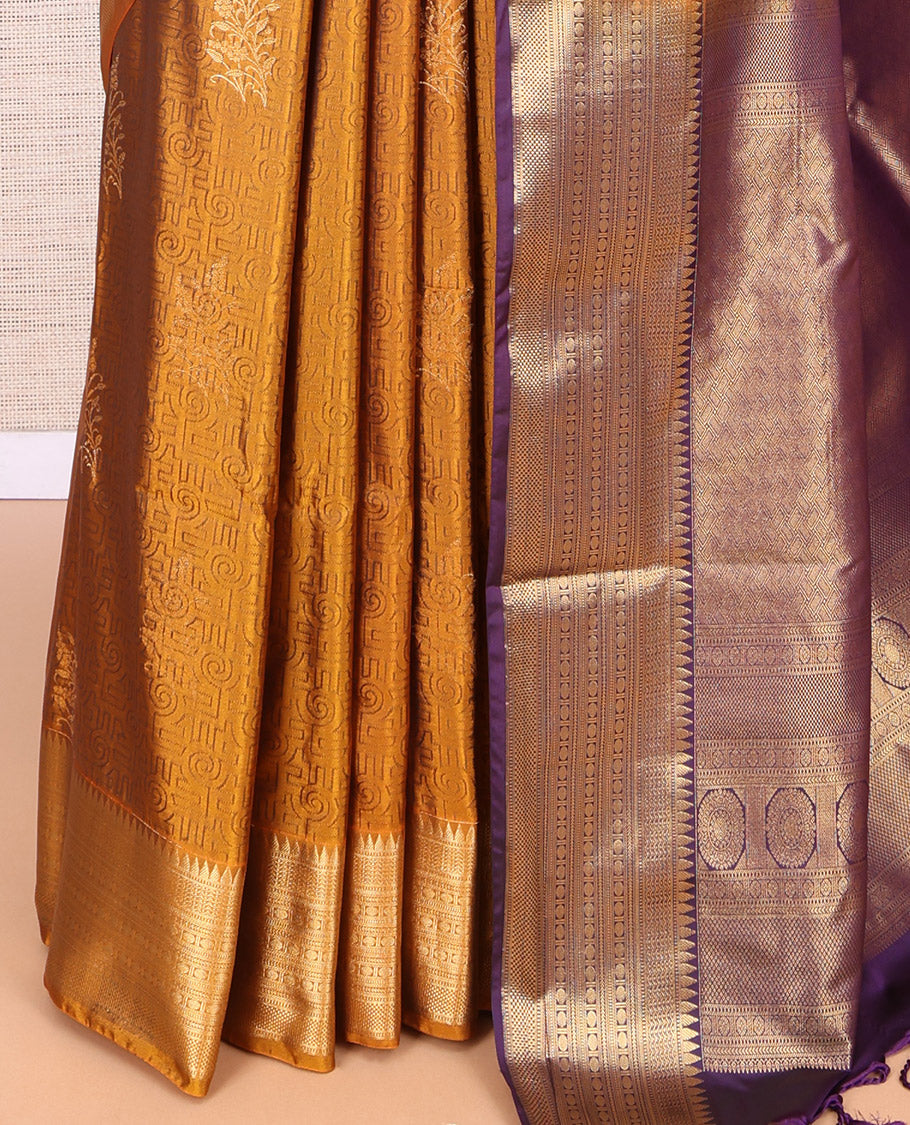 Orange Traditional Zari Border Budget Silk Saree