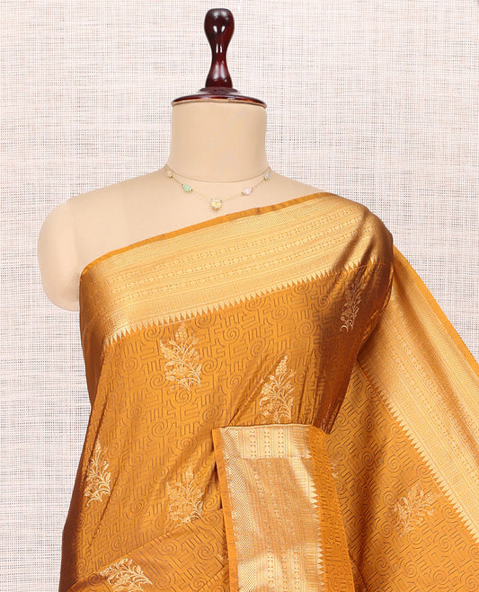 Orange Traditional Zari Border Budget Silk Saree