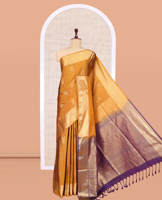 Orange Traditional Zari Border Budget Silk Saree
