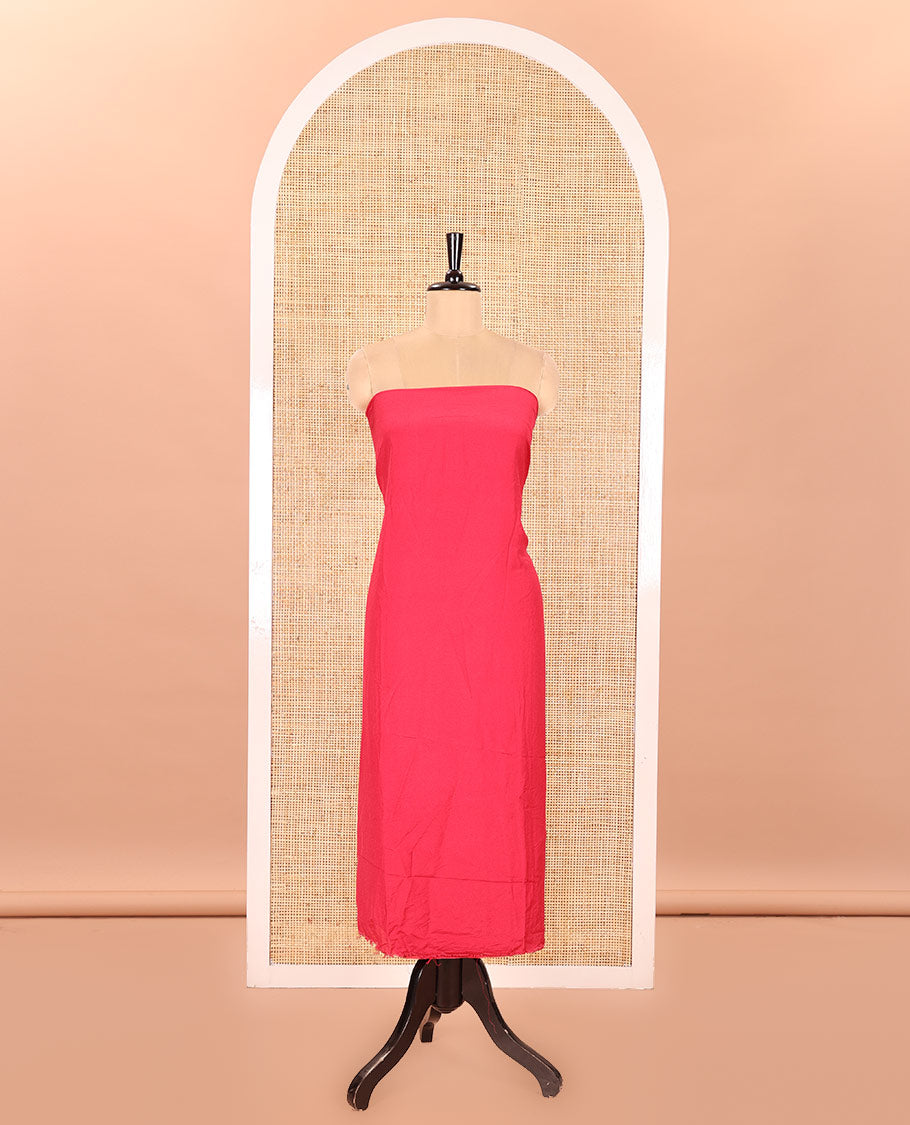 Pink Semi Silk Material Churidar Set, Subtly Made Plain Top, a Plain Santoon Bottom, and Is Paired with a Dual-Colored Bandhani Motifs Semi Silk Dupatta