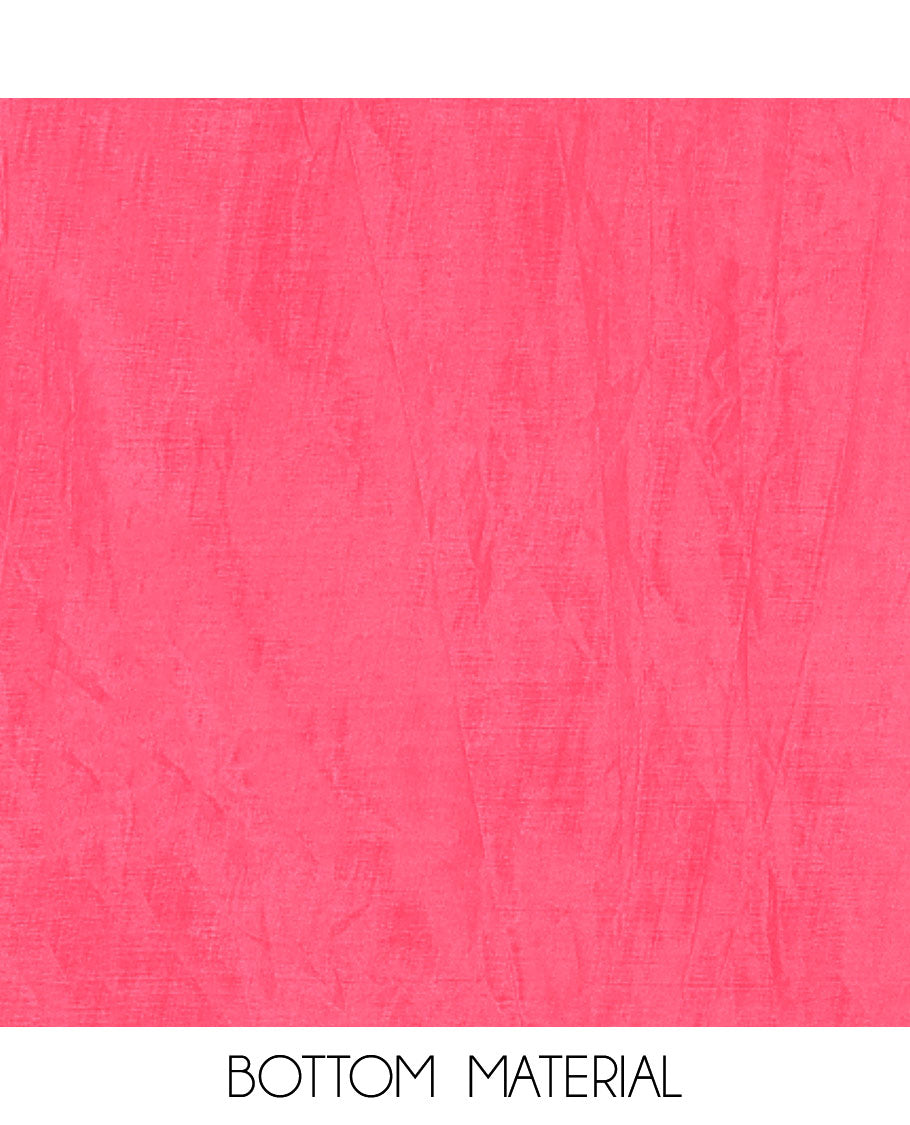 Pink Semi Silk Material Churidar Set, Subtly Made Plain Top, a Plain Santoon Bottom, and Is Paired with a Dual-Colored Bandhani Motifs Semi Silk Dupatta