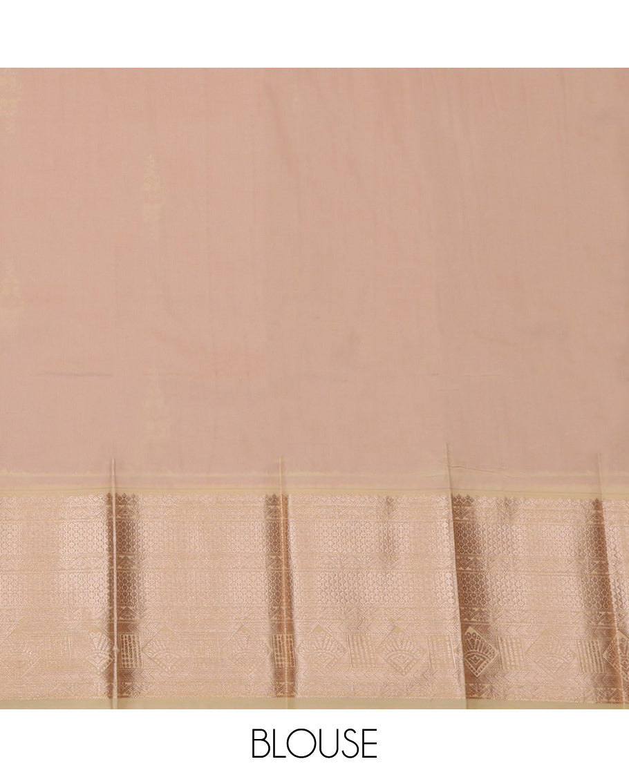 Pink Budget Silk Saree, Detailed with Zari Buttas, Complemented by a Contrast Traditional Zari Border, Grand Pallu, and a Contrast Blouse