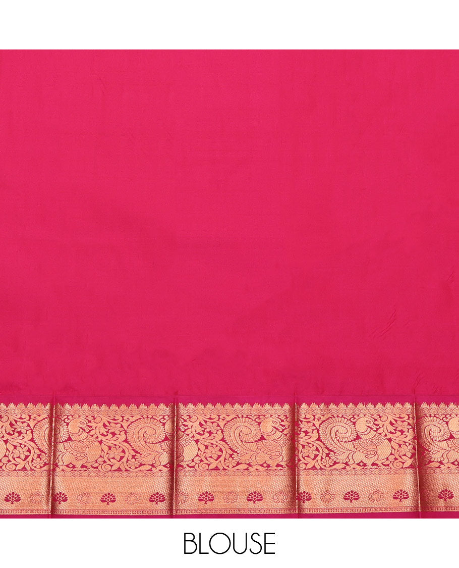 Blue Budget Silk Saree, Masterfully Woven with Jacquard, Complemented by Contrast Peacock Zari Border, Intricate Pallu, and a Contrast Blouse
