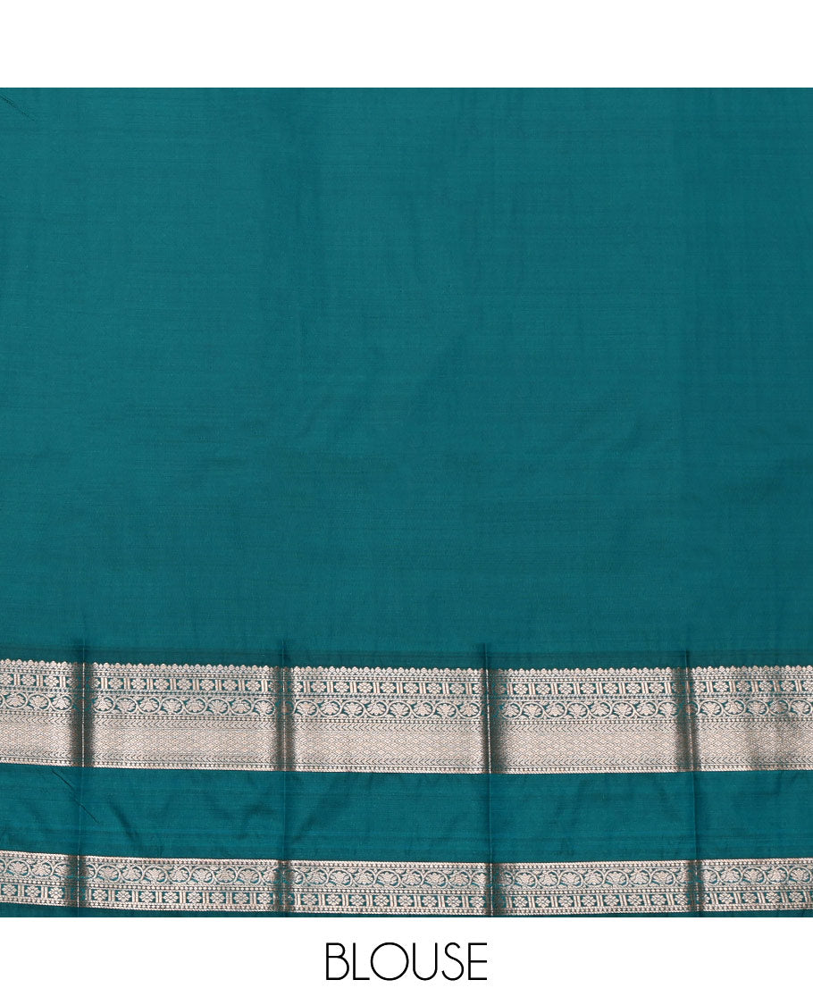 Maroon Budget Silk Saree, Featuring Zari Buttas All Over Its Body, Complemented by a Contrast Traditional Zari Design Rettai Pettu Border, Intricately Designed Pallu, and Paired with a Contrast Blouse