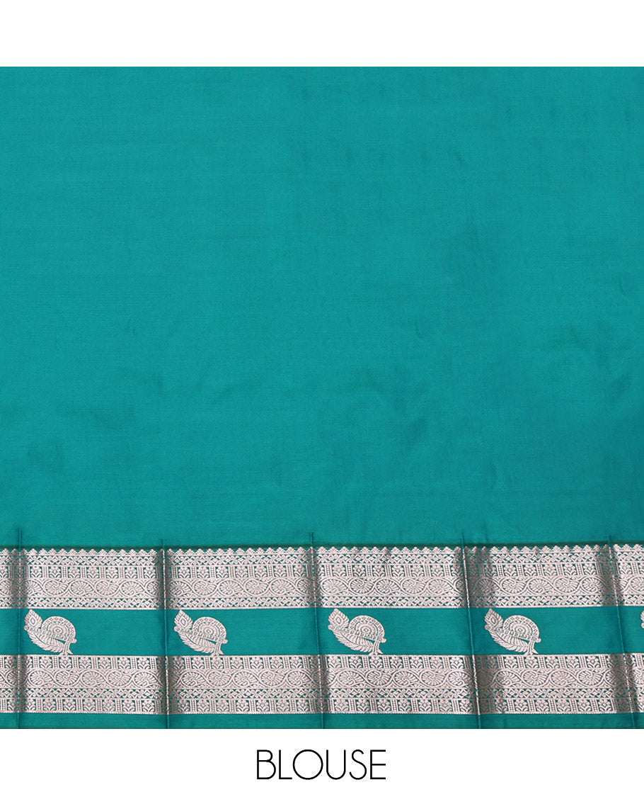 Violet Budget Silk Saree, Crafted with Zari Buttas, Complemented by Contrast Traditional Zari Border, Grand Pallu, and a Contrast Blouse