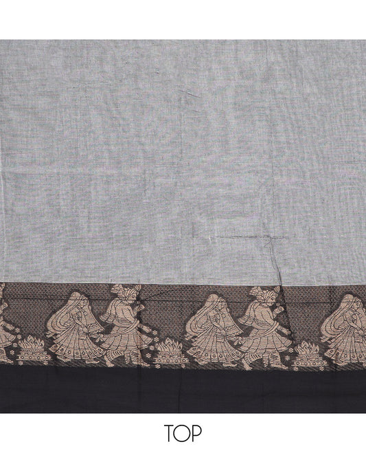 Grey wedding design chudidhar material top with plain bottom & plain, intricate zari design border dupatta