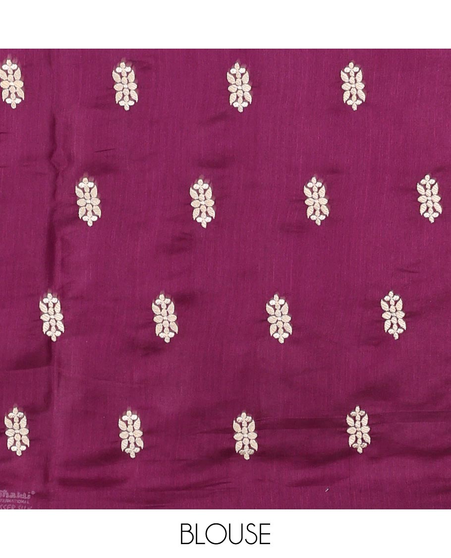 Purple  motifs semi- banaras tussar saree with self zari broder & pallu of Pichwai design