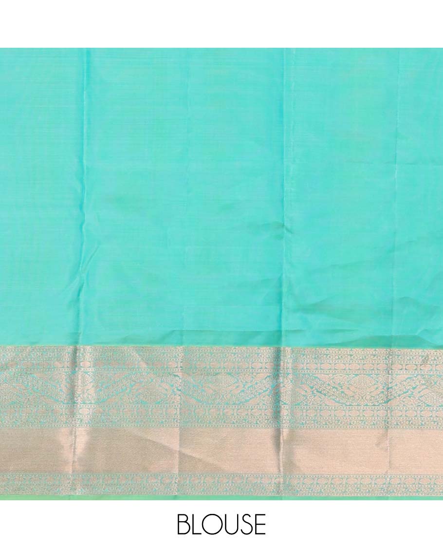 Green  jacquard kancheepuram silk saree with self floral zari border & intricate zari design pallu
