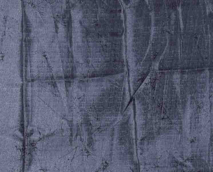 Borderless cream-grey batik-style floral printed khadi cotton saree, printed pallu & printed blouse