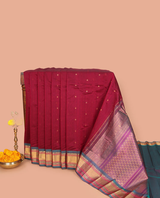Maroon Gadwal Silk Mix Saree