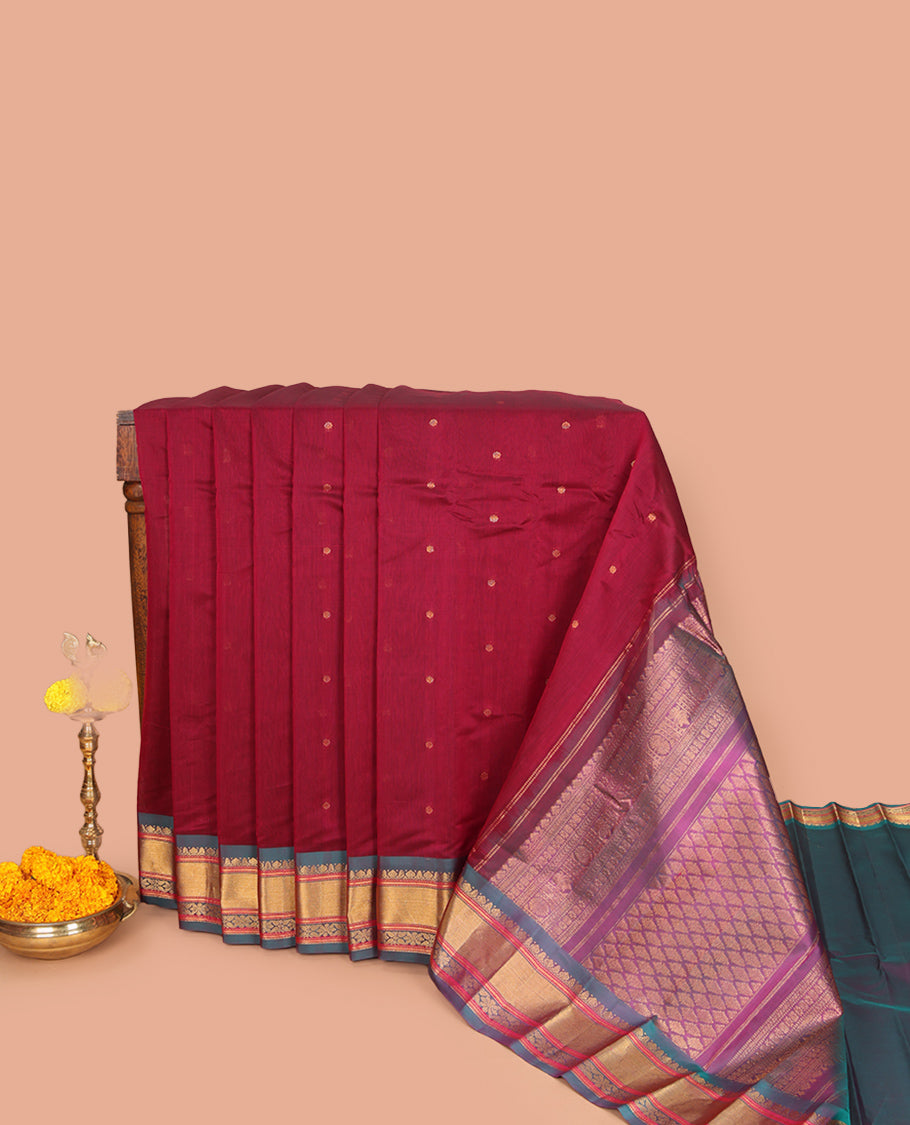 Maroon Gadwal Silk Mix Saree