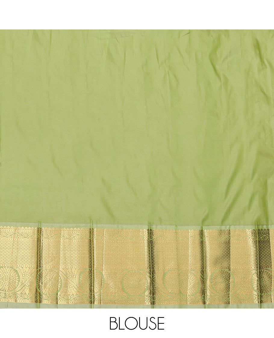 Rust Budget Silk Saree, Woven with Zari Buttas, Contrast Traditional Zari Border, Grand Pallu, and a Contrast Blouse
