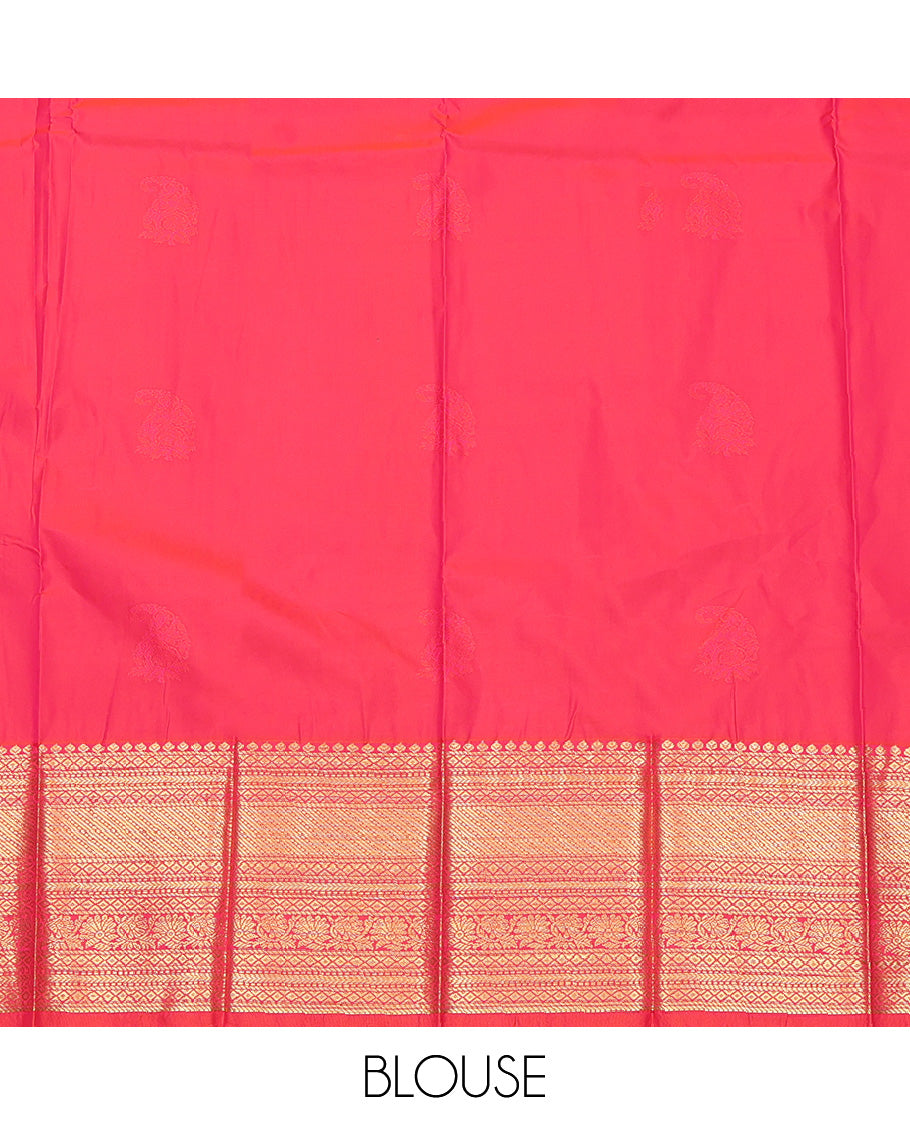 Blue Contrast Paisley Butta Budget Silk Saree