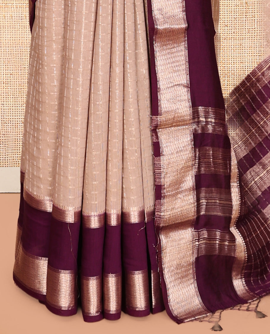 Fawn Color Assam Silk Sare