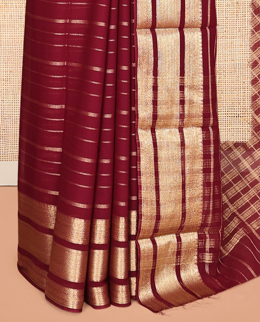Maroon Semi Mysore Silk Saree