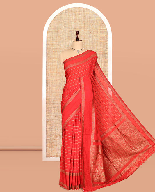 Red Fancy Crepe Saree