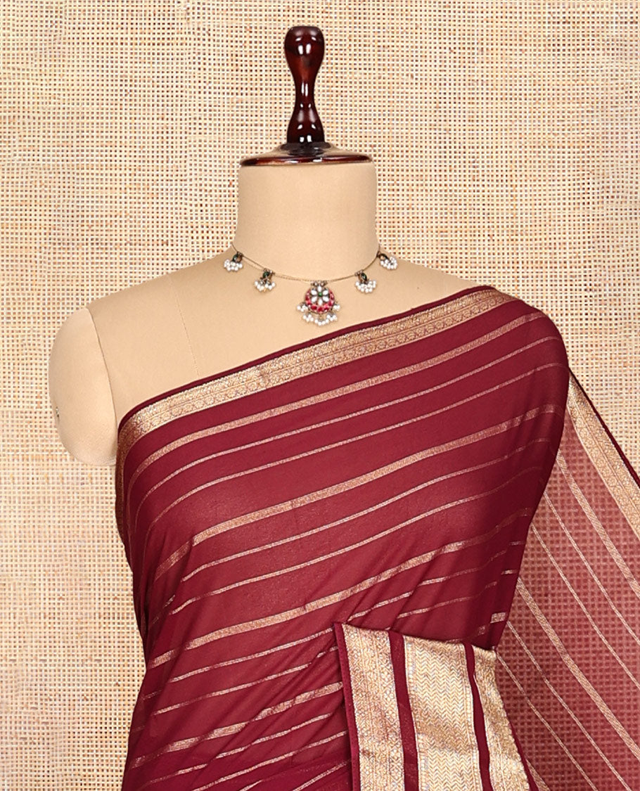 Maroon Semi Mysore Silk Saree