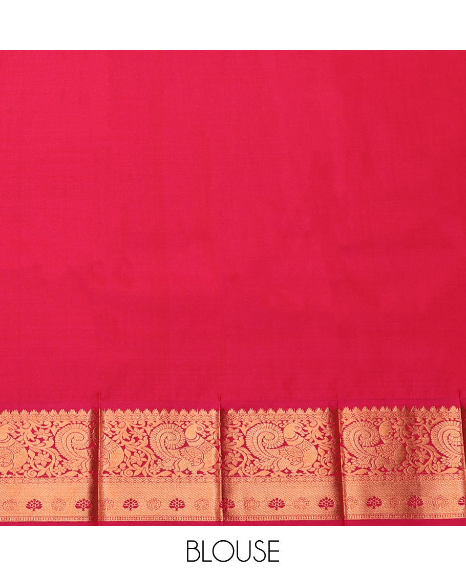 Grey Budget Silk Saree, Graced with Jacquard, Complemented by Contrast Traditional Zari Border, Intricate Pallu, and a Contrast Blouse