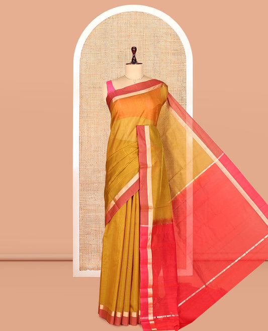 Green Plain Silk Cotton Saree