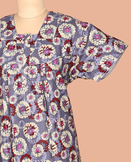 Grey Cotton-Blended Nighty