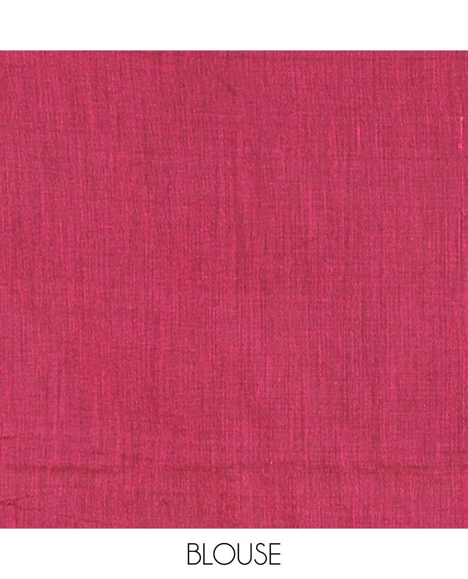 Borderless Purple Khadi Cotton Saree, Delicately Woven with Flower Motifs Embroidery All Over Its Body, a Self-Pallu, and Paired with a Matching Blouse